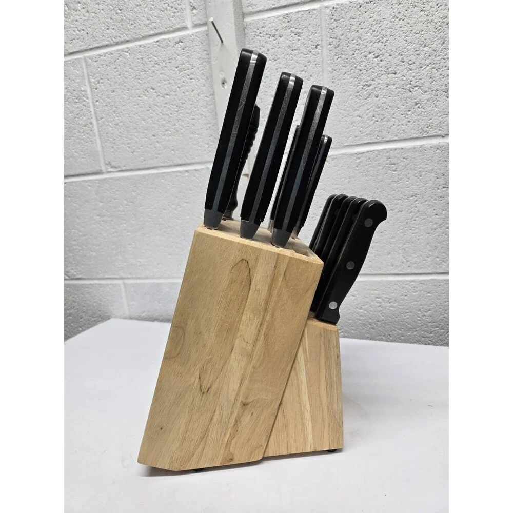 Sabatier 14 Slot 12 Knife Block Set With Sharpener Missing Kitchen Shears